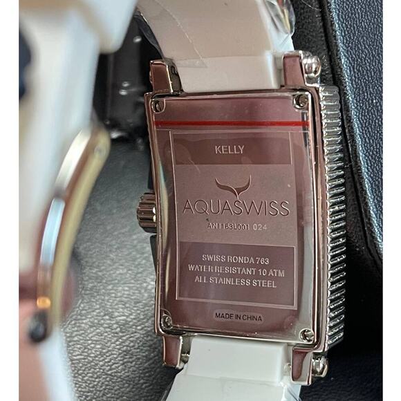 Aquaswiss Kelly Ladies Silver White Rubber White Bracelet W.Silver Watch NIB - Picture 7 of 13